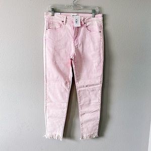 NWT Tricot Allie Pink Washed Raw Hem Mid Rise Skinny Ankle Jeans Size 11